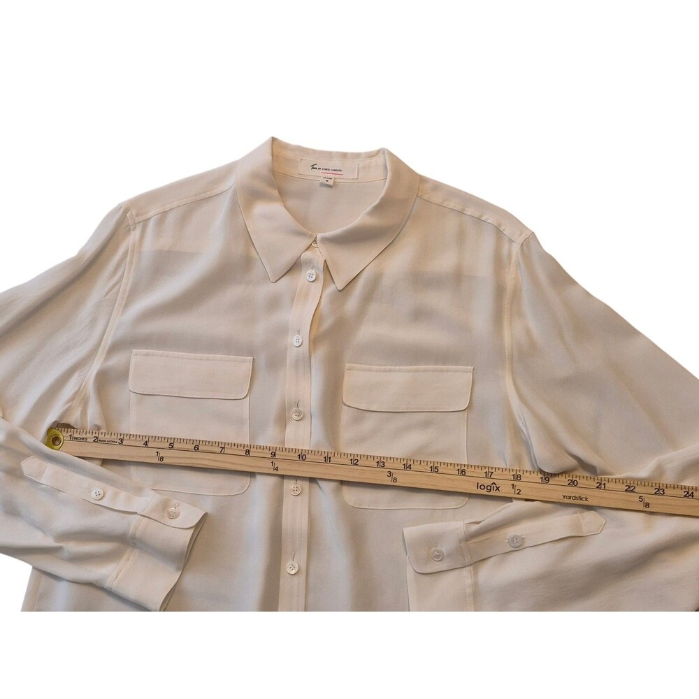 Two By Vince Comuto M 100% Silk White Button Down Blouse CBK Minimalist Luxury - Picture 4 of 6